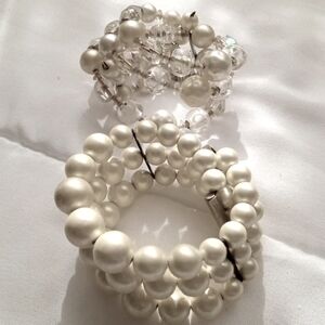 2 Vintage wrap crystal and pearl bracelets